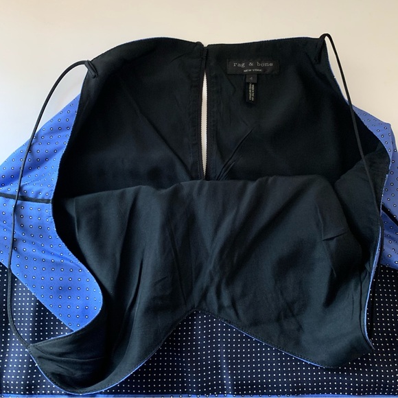 Rag & Bone Blue/Black Celeste Comb Harris Silk Polka Dot Shift Mini Dress, 4 - Picture 12 of 16